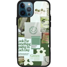 Spoyi Apple iPhone 15 Pro Green Sticker Tasarımlı Glossy Telefon Kılıfı