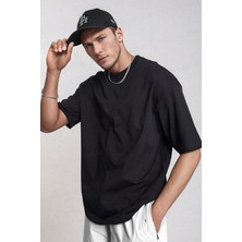 Teenage Millionaire Erkek Siyah Basic Düz Baskısız Oversize Salas Boyfriend T-Shirt