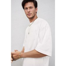 Teenage Millionaire Erkek Beyaz Basic Düz Baskısız Oversize Salas Boyfriend T-Shirt