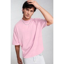 Teenage Millionaire Erkek Pembe Basic Düz Baskısız Oversize Salas Boyfriend T-Shirt
