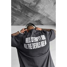 Teenage Millionaire Erkek Hell & Devil Kabaran Baskı Füme Bisiklet Yaka Oversize Salas T-Shirt