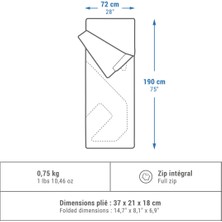 Kamp Outdoor Kamp Uyku Tulumu - Turkuaz - Arpenaz - 20°c Konfor Dikdörtgen 600 - 700 gr Turkuaz Yaz