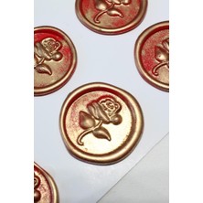 Mühürcüm Red Gold Rosebuds 12 Adet 3D Hazır Kendinden Yapışkanlı Sticker Mühür RM2105