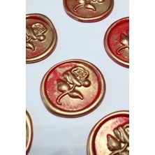 Mühürcüm Red Gold Rosebuds 12 Adet 3D Hazır Kendinden Yapışkanlı Sticker Mühür RM2105