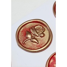 Mühürcüm Red Gold Rosebuds 12 Adet 3D Hazır Kendinden Yapışkanlı Sticker Mühür RM2105