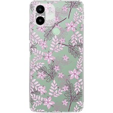Redmi A2 Plus Kamera Korumalı Kapak Floral Pudra Tasarımlı Şeffaf Silikon