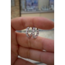 Erer Gümüş Gümüş 3 mm Taşlı Küçük Boy Halka Küpe HS858F12