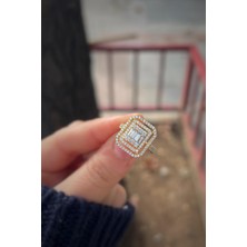 Erer Gümüş Gümüş Baget Taşlı Bayan Yüzük