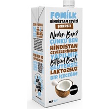 Fomilk Hindistan Cevizi Sütü 1 L x 12 Glutensiz Bitkisel Bazlı Laktozsuz Vegan Şekersiz