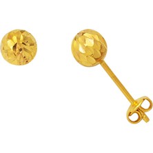 Bilezikci 22 Ayar Buzul Altın Top Küpe 6 Mm.
