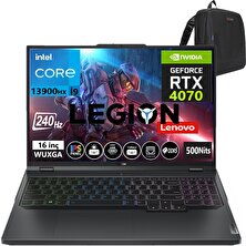 Lenovo Legion Pro 5 16IRX8 Intel I9-13900HX 16GB Ddr5 512GB SSD 16 Inç Wqxga 240Hz 8gb RTX4070 140W WINDOWS11PRO Taşınabilir Bilgisayar 882WK00J5TX33+WEBLEGELSINÇANTA