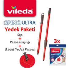 Vileda Spino Ultra Yedek Sap + Başlık + 3 Adet Yedek Paspas Paketi