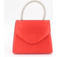 Chantaky 064 436.125 Saten Kristal Taş Saplı Abiye Çanta Gece Çantas? Kırmızı Standart