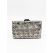Chantaky 032 1701 Kristal Taşlı Abiye Çanta Gece Çantası Clutch Platin Standart