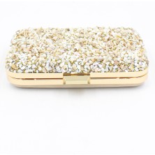 Chantaky 032 1700 Taşlı Abiye Çanta Gece Çantası Clutch Bej Standart
