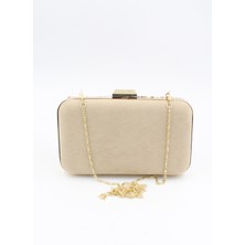 Chantaky 032 1700 Taşlı Abiye Çanta Gece Çantası Clutch Bej Standart