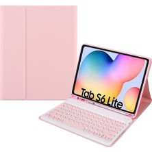 Zsykd Bluetooth Klavye Pu Kılıfı Samsung Galaxy Tab S6 Lite Için Pembe+Pembe Klavye (Yurt Dışından)