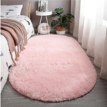 Vila Nova Home Pembe Oval Post Halı Peluş Yumuşak Kaymaz Dot Taban