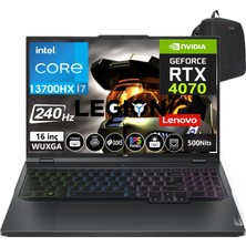 Lenovo Legion Pro 5 16IRX8 Intel I7-13700HX 32GB Ddr5 512GB SSD 16 Inç Wqxga 240Hz 8gb RTX4070 140W WINDOWS11HOME Taşınabilir Bilgisayar 882WK0023TX21+WEBLEGELSINÇANTA