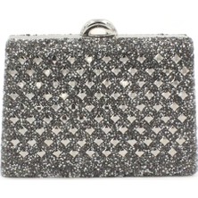 Chantaky 032 2518 Çift Tarafı Platin Kristal Taşlı Abiye Çanta Gece