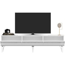 Cantek Dizayn Defne Tv Sehpası (Alt Modül) Beyaz-Gümüş