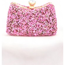 Chantaky 032 2507 Çift Tarafı Pembe Taşlı Abiye Çanta Gece Çantası