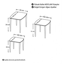 Wenus Home 3'lü  Mdf'lam Zigon Sehpa Koyu-Kahverengi