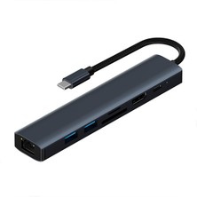 Ally BYL-2303 7 In 1 Type-C To USB + Type-C + Ethernet + Kart Okuyucu + HDMI Dönüştürücü Çoğ