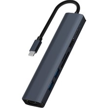 Ally BYL-2303 7 In 1 Type-C To USB + Type-C + Ethernet + Kart Okuyucu + HDMI Dönüştürücü Çoğ