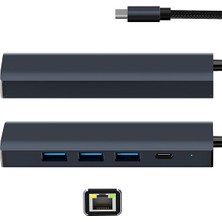 Ally BYL-2302 5 In 1 Type-C To USB + Type-C + Ethernet Dönüştürücü Çoğaltıcı Hub