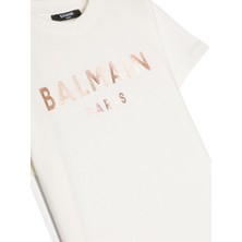 Balmain Paris Logosu Baskılı Çevre Dostu Pamuklu T-Shirt