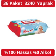 Baby Turco Islak Havlu 90'lı Kapaklı 36 Adet 3240 Yaprak