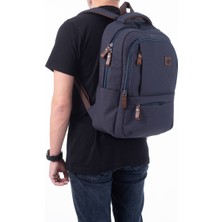 Paqpa Qp Madre  Gabardin Kumaş Laptop Bölmeli Lacivert Sırt Çantası