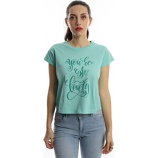 Polo State Kadın You Are So Lovely Baskılı T-Shirt Turkuaz