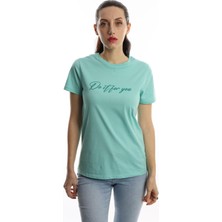 Polo State Kadın Do It For You Yazı Baskılı T-Shirt Turkuaz