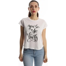 Polo State Kadın You Are So Lovely Baskılı T-Shirt Beyaz