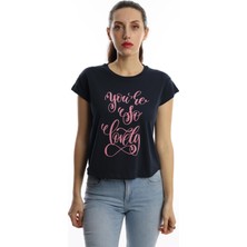 Polo State Kadın You Are So Lovely Baskılı T-Shirt Lacivert