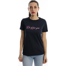 Polo State Kadın Do It For You Yazı Baskılı T-Shirt Lacivert