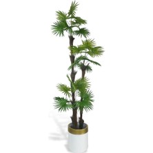 Nettenevime Yapay Ağaç Palmiye Fanpalm 3katlı 24YAPRAK Gold Kemerli Beyaz Saksıda 165*65CM