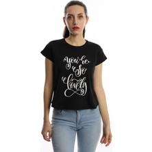 Polo State Kadın You Are So Lovely Baskılı T-Shirt Siyah