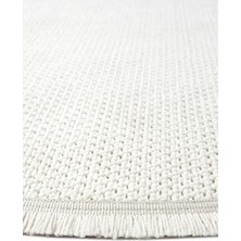 Eliz Home Beyaz Krem Yumuşak Dokulu Yuvarlak Halı Kilim Mutfak Koridor Yolluk Dokuma Makine Halısı 007 Daire