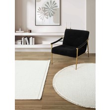 Eliz Home Beyaz Krem Yumuşak Dokulu Yuvarlak Halı Kilim Mutfak Koridor Yolluk Dokuma Makine Halısı 007 Daire