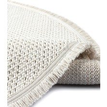 Eliz Home Beyaz Krem Yumuşak Dokulu Yuvarlak Halı Kilim Mutfak Koridor Yolluk Dokuma Makine Halısı 007 Daire