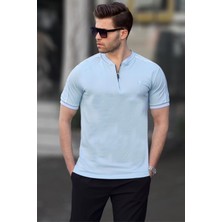 Madmext Mavi Polo Yaka Erkek Tişört Günlük Kullanım İçin %95 Pamuk 9281 Model