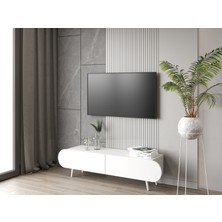 ENWOOD REGULUS Beyaz 2 Kapaklı Ahşap Ayaklı 140 cm Modern Tv Ünitesi