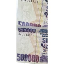 Urlanumis 2 Adet 500 000 Lira Banknotlar Farklı Filigran Takım