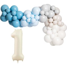 Organizasyon Pazarı ZincirSeti DerinOkyanus-M.Mavi-Taş-Beyaz-DenizKumu+1 34inç Krem FolyoBalon 30Adet+BalonŞeridi