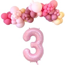 Organizasyon Pazarı MiniZincirBalonSeti Fuşya-M.Pembe-R.Pembe-Şeftali+3 34inç A.PembeFolyoBalon 30Adet+BalonŞerid