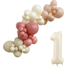 Organizasyon Pazarı MiniZincirBalonSeti DenizKumu-ÇölKumu-R.Pembe-R.Beyaz+1 34inç Krem FolyoBalon 30Adet+BalonŞeridi