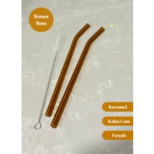 Bremen Home Eğimli Cam Pipet ve Temizleme Fırçası (Karamel Renk)